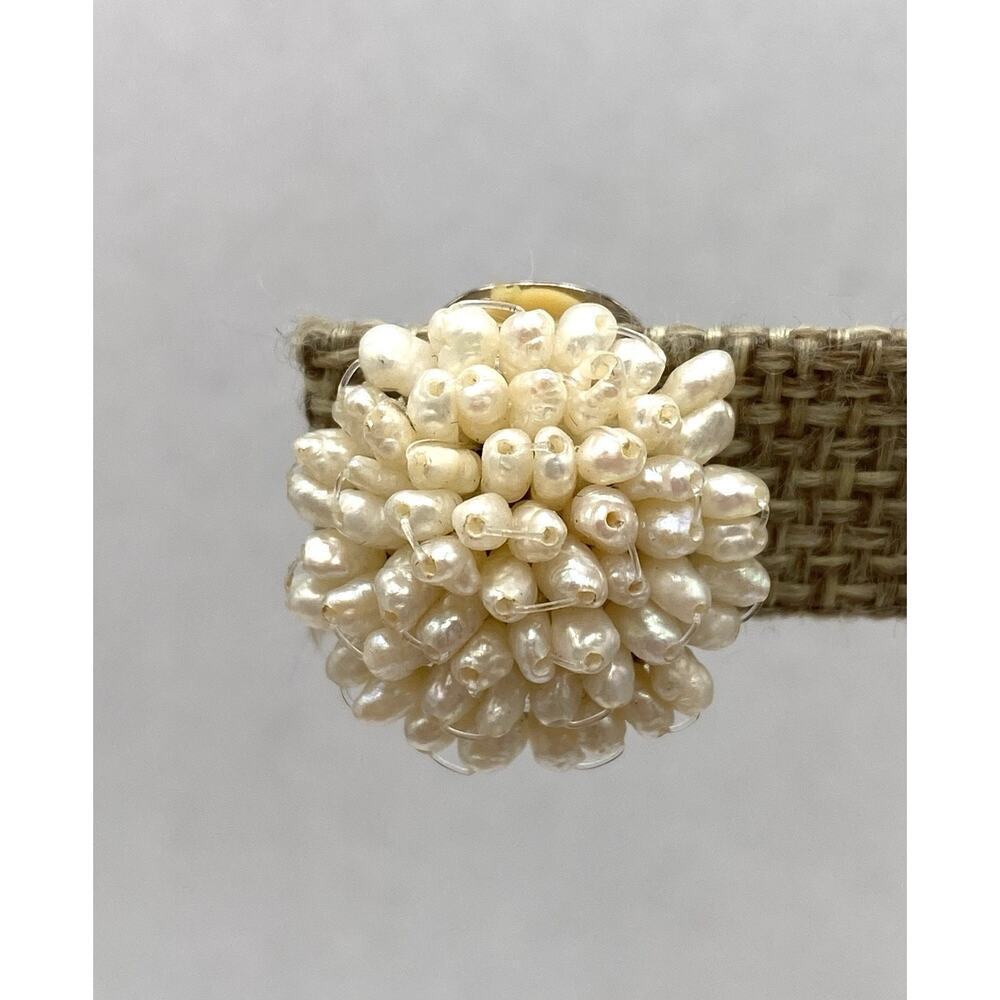 Vintage Rice Pearls Hand Wired Round Button Clip Back Earrings Clips Clip Ons - Picture 5 of 9